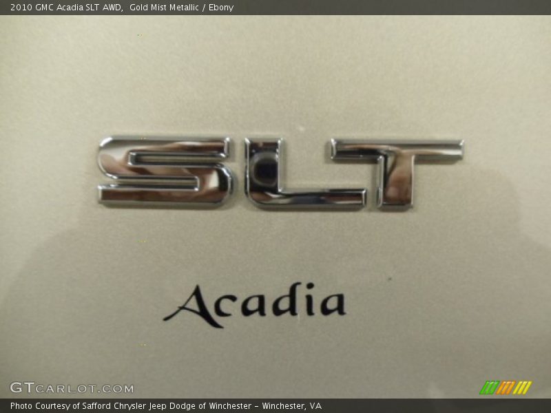 Gold Mist Metallic / Ebony 2010 GMC Acadia SLT AWD