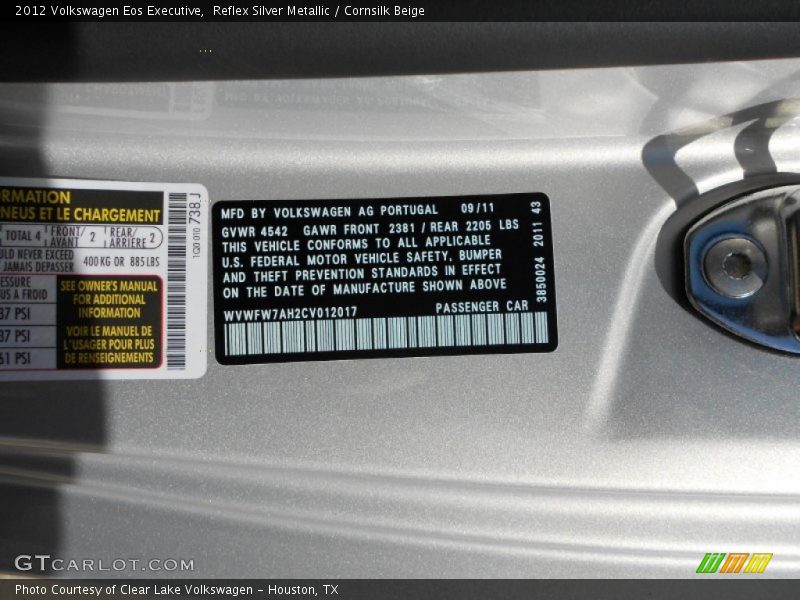 Reflex Silver Metallic / Cornsilk Beige 2012 Volkswagen Eos Executive