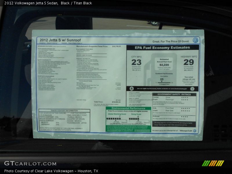 Black / Titan Black 2012 Volkswagen Jetta S Sedan