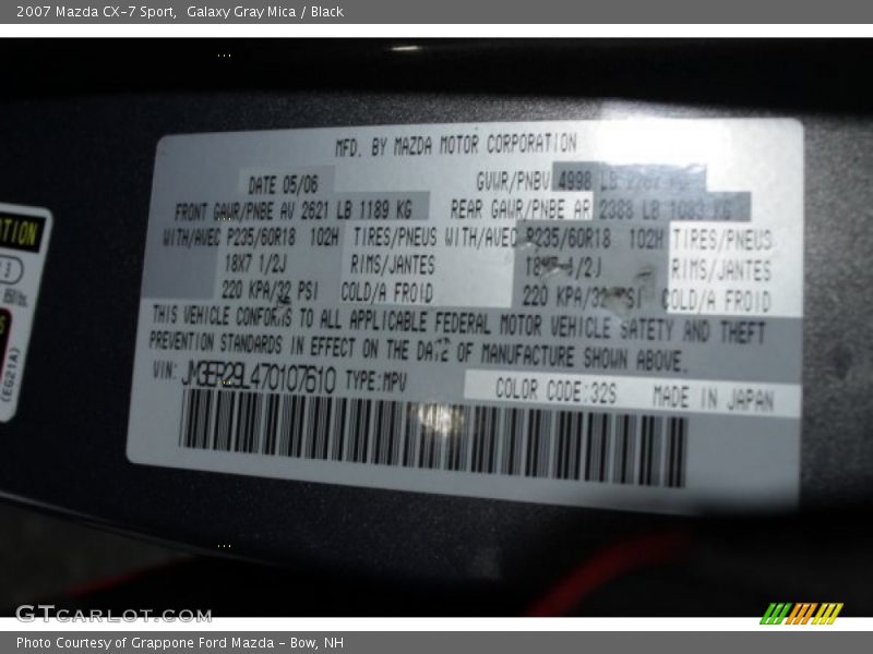 Galaxy Gray Mica / Black 2007 Mazda CX-7 Sport