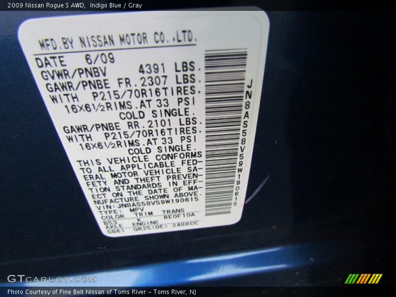 Indigo Blue / Gray 2009 Nissan Rogue S AWD