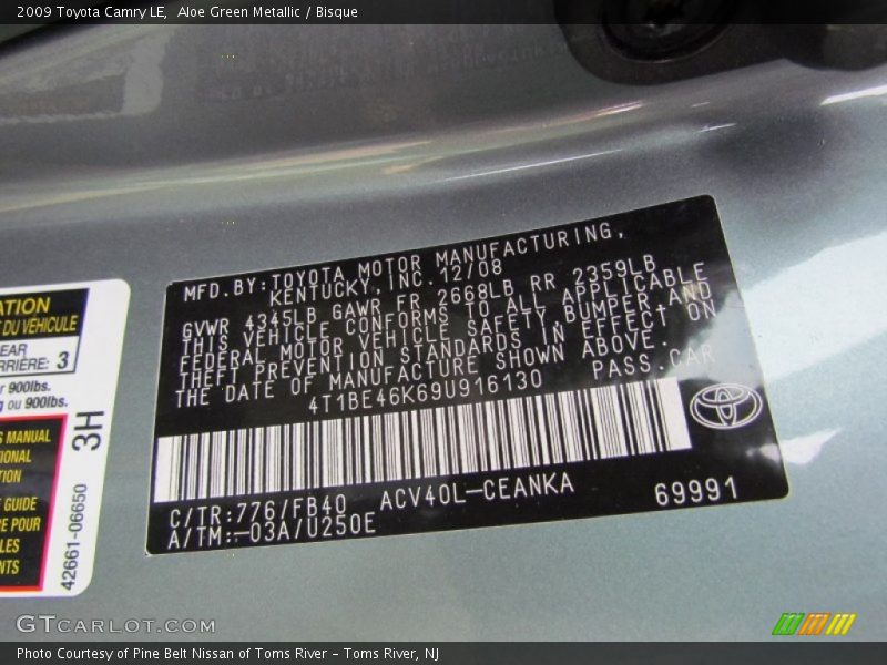 Aloe Green Metallic / Bisque 2009 Toyota Camry LE