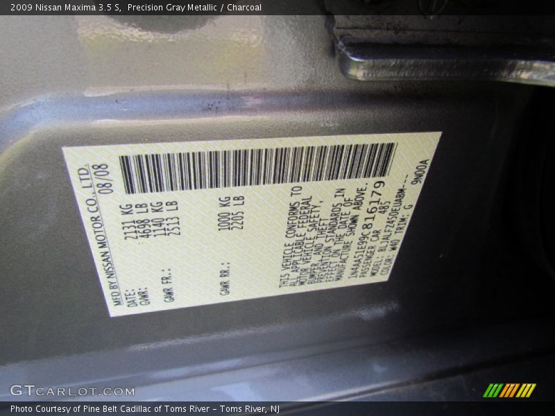 Precision Gray Metallic / Charcoal 2009 Nissan Maxima 3.5 S