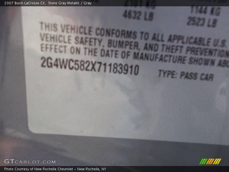 Stone Gray Metallic / Gray 2007 Buick LaCrosse CX