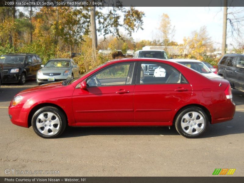Spicy Red Metallic / Beige 2009 Kia Spectra EX Sedan