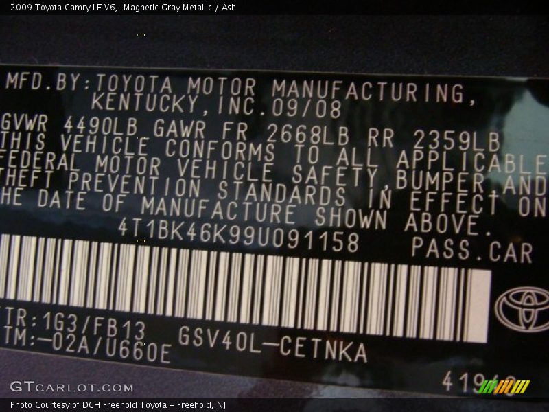 Magnetic Gray Metallic / Ash 2009 Toyota Camry LE V6