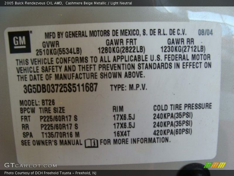 Cashmere Beige Metallic / Light Neutral 2005 Buick Rendezvous CXL AWD