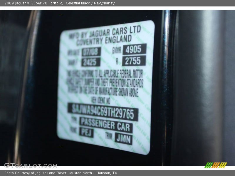2009 XJ Super V8 Portfolio Celestial Black Color Code PEJ