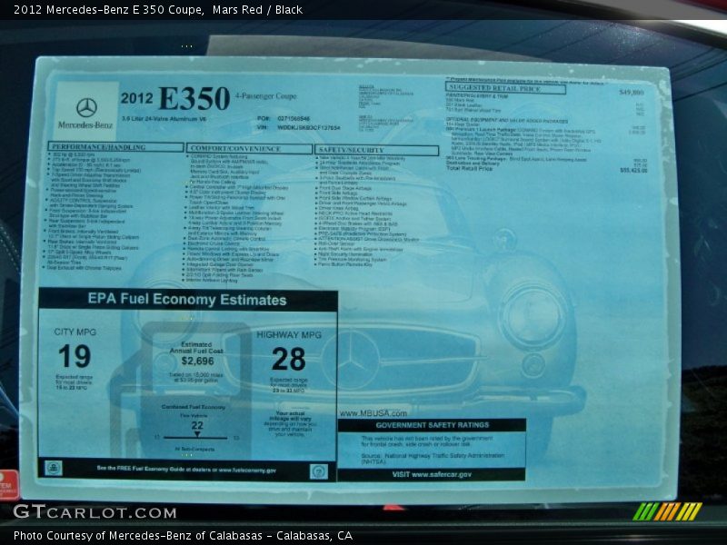 Mars Red / Black 2012 Mercedes-Benz E 350 Coupe