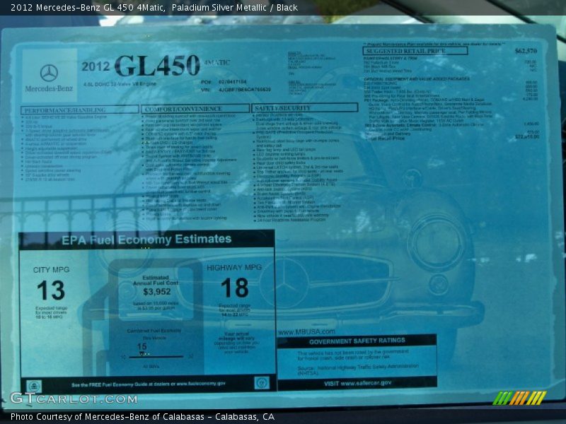Paladium Silver Metallic / Black 2012 Mercedes-Benz GL 450 4Matic