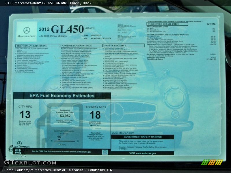 Black / Black 2012 Mercedes-Benz GL 450 4Matic