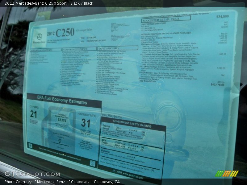 Black / Black 2012 Mercedes-Benz C 250 Sport
