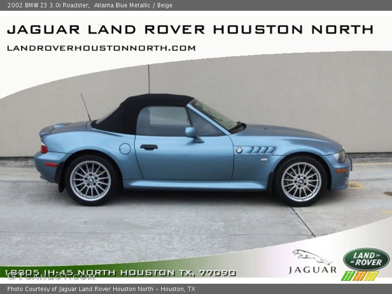 Atlanta Blue Metallic / Beige 2002 BMW Z3 3.0i Roadster