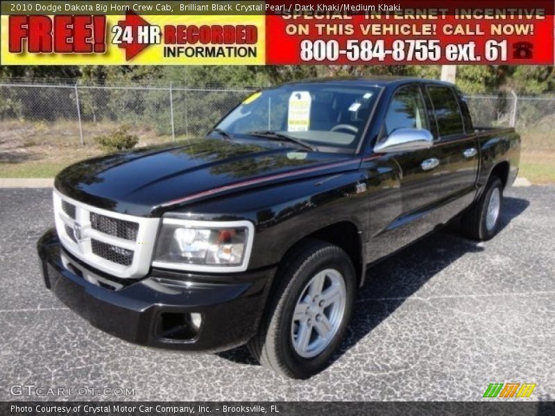 Brilliant Black Crystal Pearl / Dark Khaki/Medium Khaki 2010 Dodge Dakota Big Horn Crew Cab
