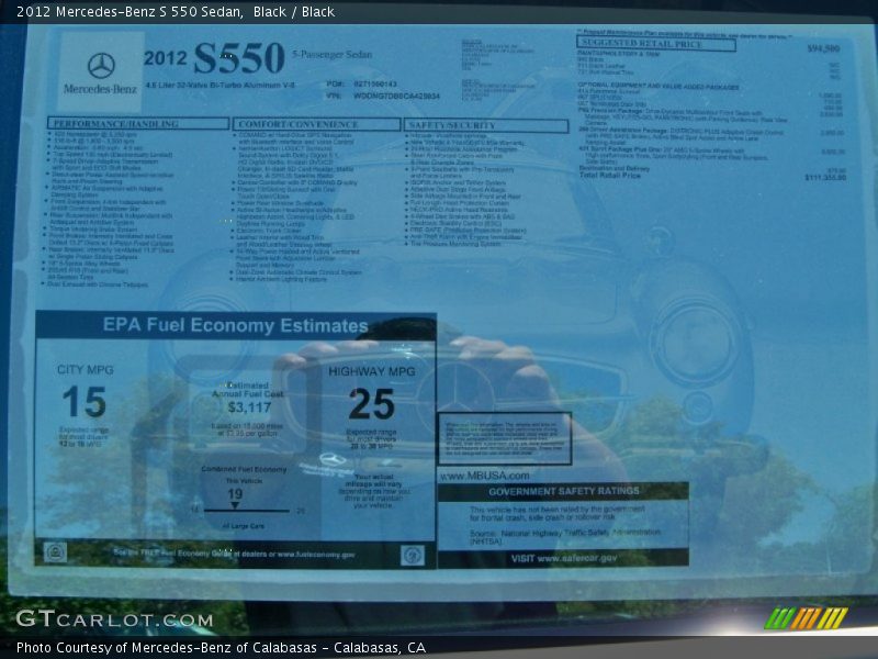 Black / Black 2012 Mercedes-Benz S 550 Sedan