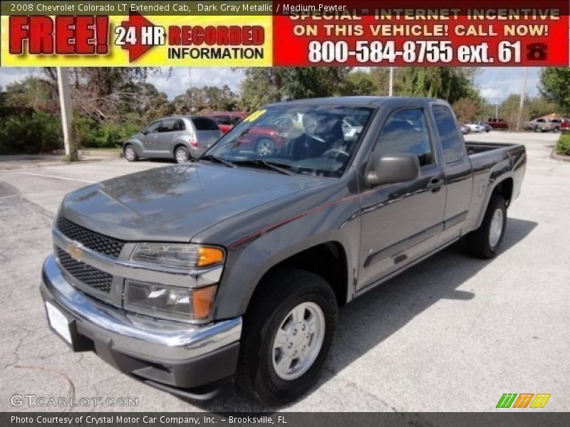 Dark Gray Metallic / Medium Pewter 2008 Chevrolet Colorado LT Extended Cab