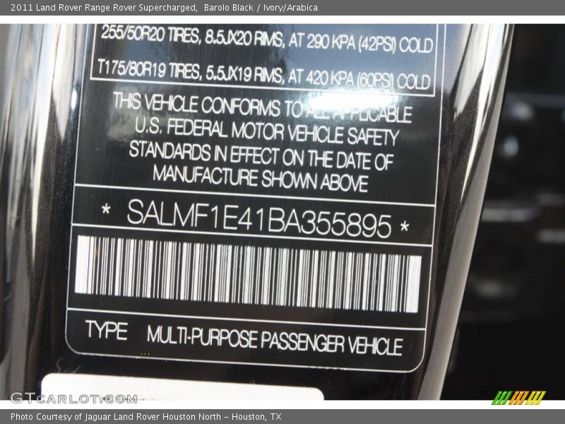 Barolo Black / Ivory/Arabica 2011 Land Rover Range Rover Supercharged