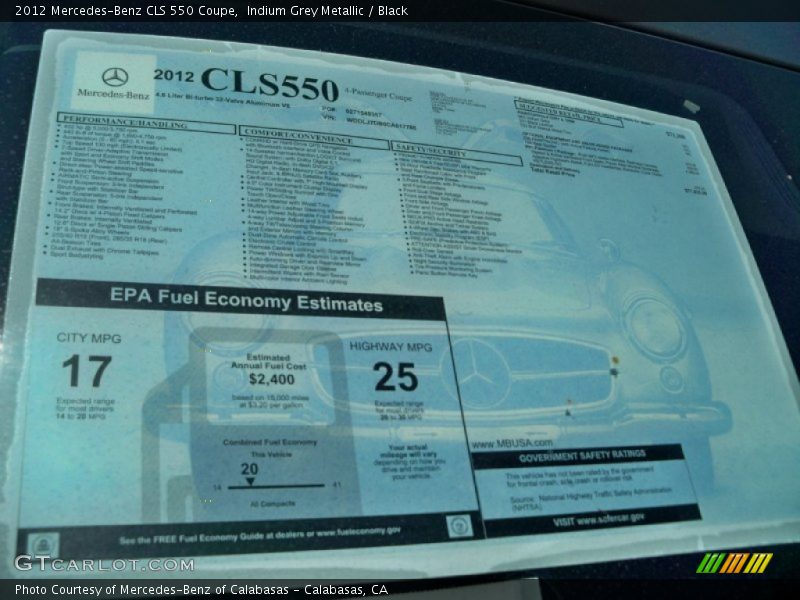 Indium Grey Metallic / Black 2012 Mercedes-Benz CLS 550 Coupe