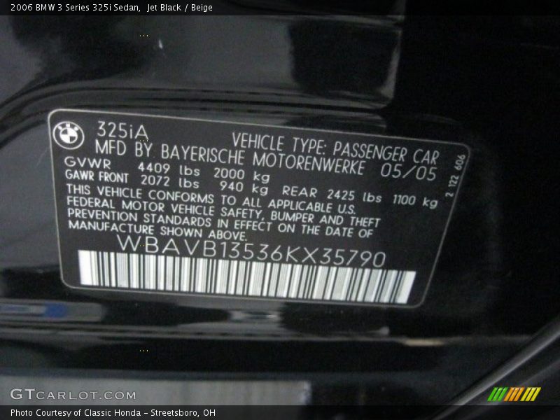 Jet Black / Beige 2006 BMW 3 Series 325i Sedan