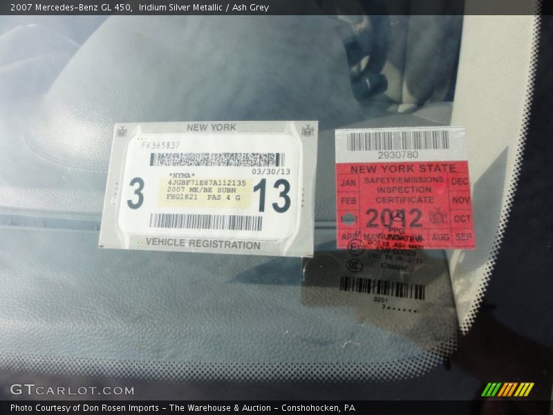 Iridium Silver Metallic / Ash Grey 2007 Mercedes-Benz GL 450