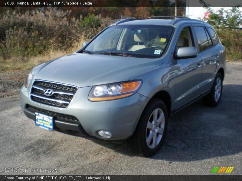 Platinum Sage / Beige 2009 Hyundai Santa Fe SE