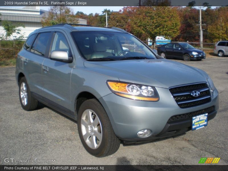 Platinum Sage / Beige 2009 Hyundai Santa Fe SE