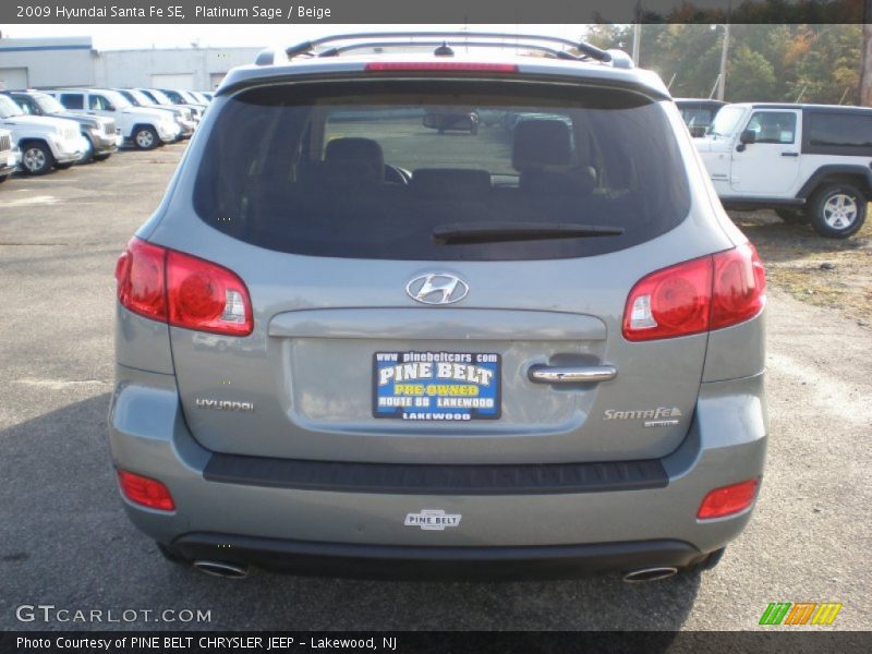 Platinum Sage / Beige 2009 Hyundai Santa Fe SE