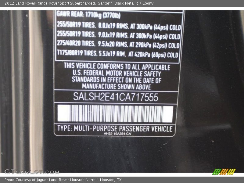 Santorini Black Metallic / Ebony 2012 Land Rover Range Rover Sport Supercharged