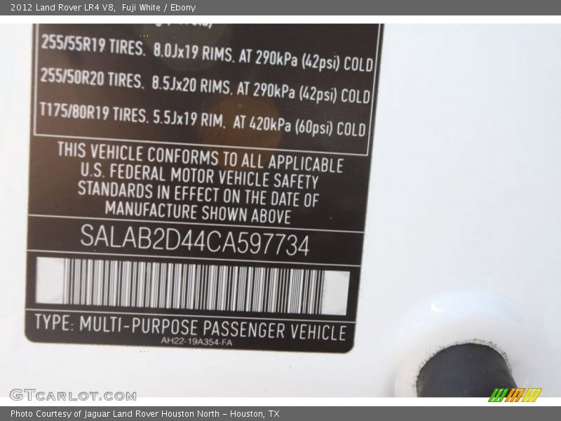 Fuji White / Ebony 2012 Land Rover LR4 V8
