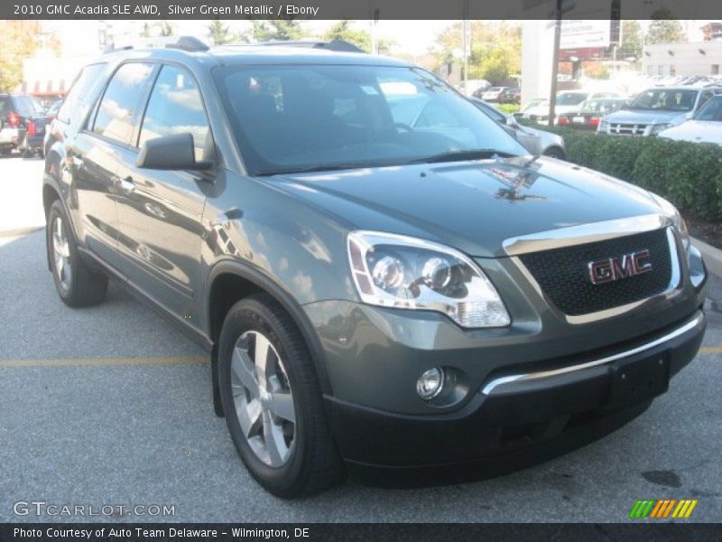 Silver Green Metallic / Ebony 2010 GMC Acadia SLE AWD