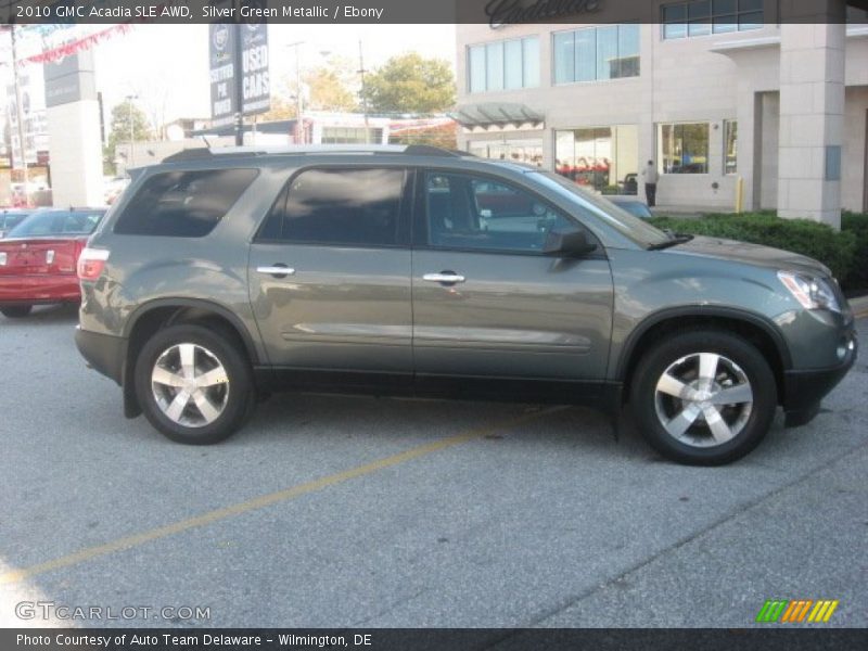 Silver Green Metallic / Ebony 2010 GMC Acadia SLE AWD