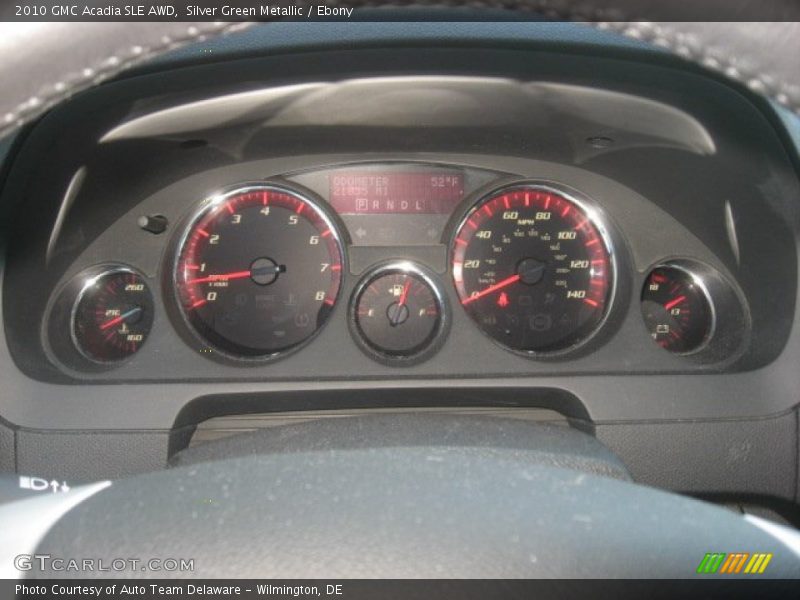 Silver Green Metallic / Ebony 2010 GMC Acadia SLE AWD