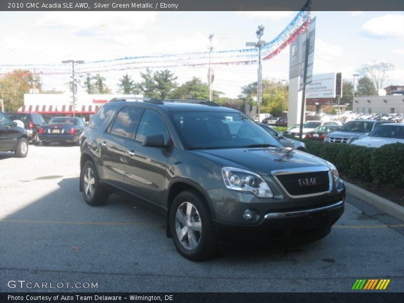 Silver Green Metallic / Ebony 2010 GMC Acadia SLE AWD