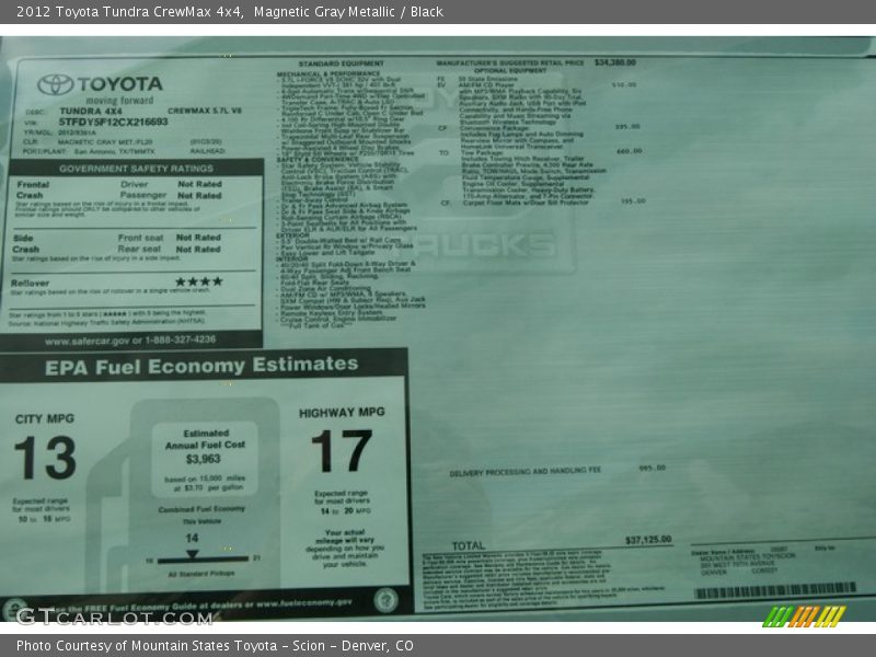 Magnetic Gray Metallic / Black 2012 Toyota Tundra CrewMax 4x4