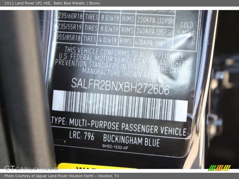 Baltic Blue Metallic / Ebony 2011 Land Rover LR2 HSE