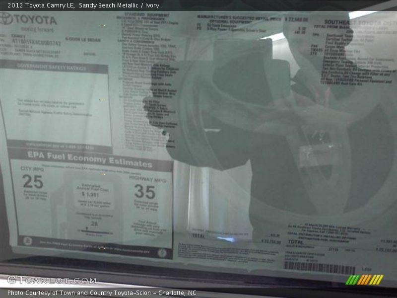 Sandy Beach Metallic / Ivory 2012 Toyota Camry LE