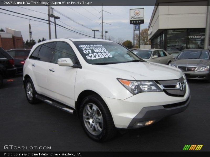 Aspen White Pearl / Taupe 2007 Acura MDX Technology