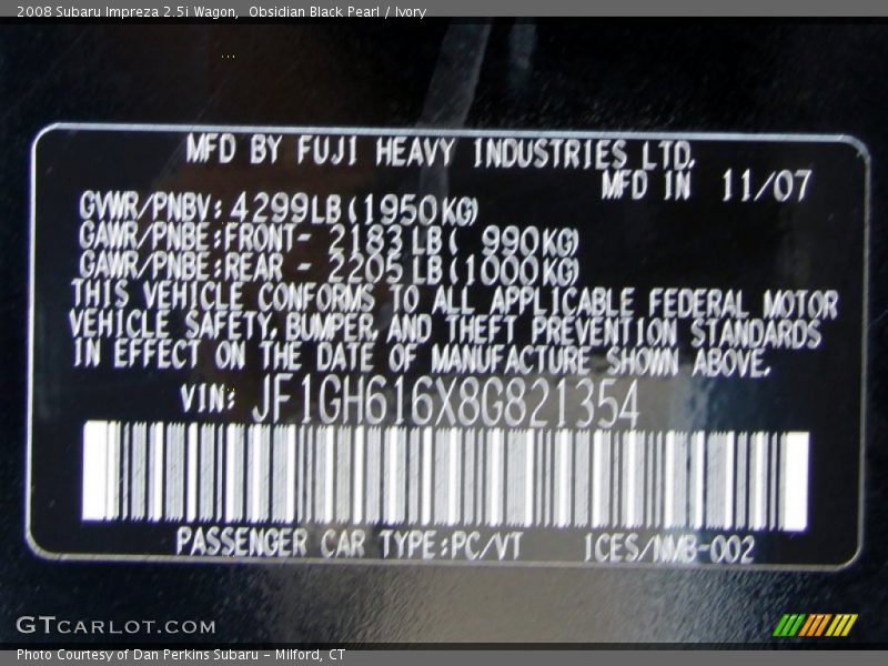 Obsidian Black Pearl / Ivory 2008 Subaru Impreza 2.5i Wagon