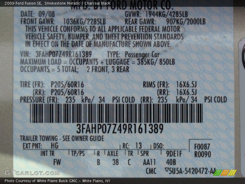 Smokestone Metallic / Charcoal Black 2009 Ford Fusion SE