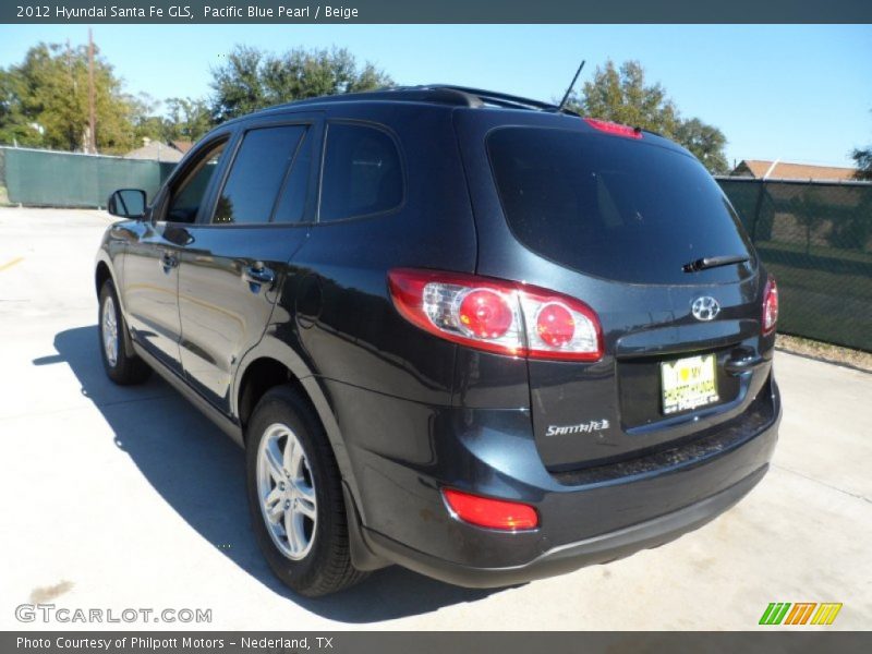 Pacific Blue Pearl / Beige 2012 Hyundai Santa Fe GLS