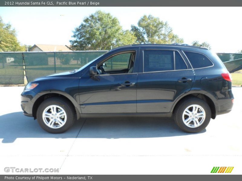 Pacific Blue Pearl / Beige 2012 Hyundai Santa Fe GLS