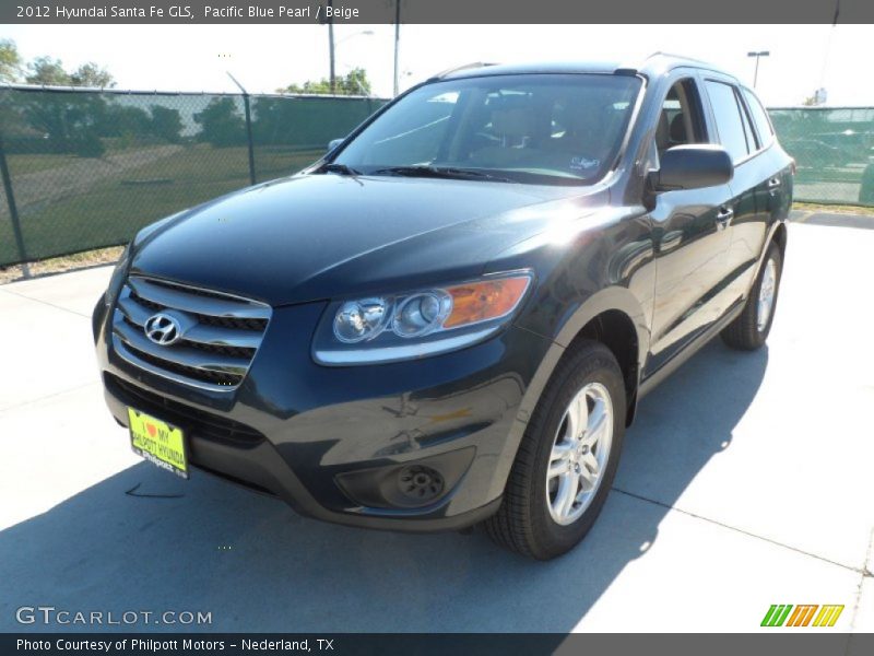 Pacific Blue Pearl / Beige 2012 Hyundai Santa Fe GLS