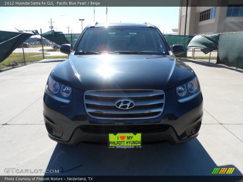 Pacific Blue Pearl / Beige 2012 Hyundai Santa Fe GLS