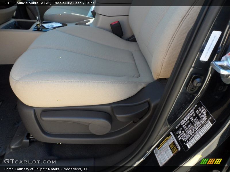 Pacific Blue Pearl / Beige 2012 Hyundai Santa Fe GLS