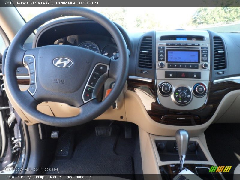 Pacific Blue Pearl / Beige 2012 Hyundai Santa Fe GLS
