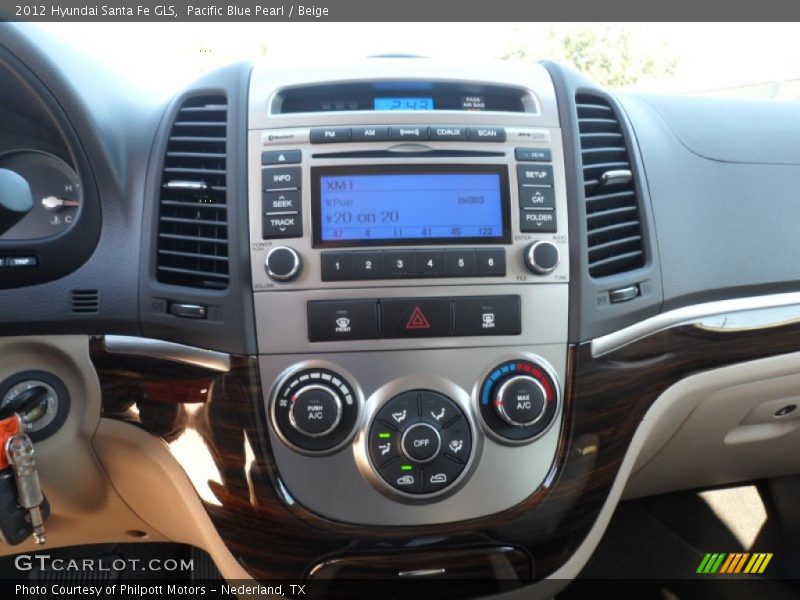 Pacific Blue Pearl / Beige 2012 Hyundai Santa Fe GLS