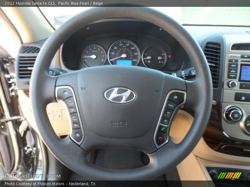 Pacific Blue Pearl / Beige 2012 Hyundai Santa Fe GLS