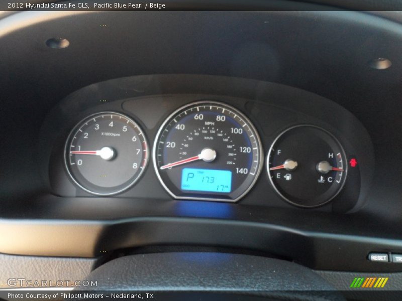 Pacific Blue Pearl / Beige 2012 Hyundai Santa Fe GLS