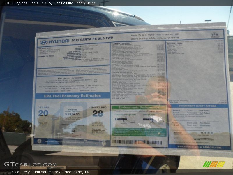  2012 Santa Fe GLS Window Sticker