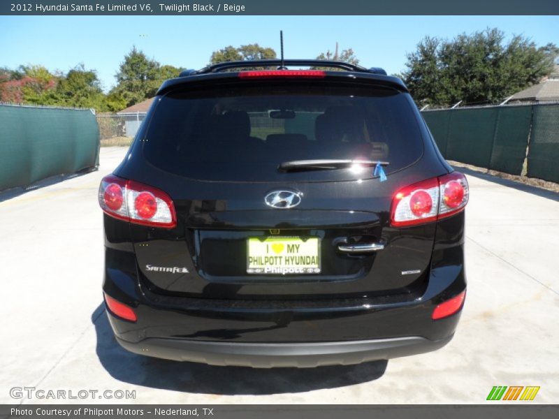 Twilight Black / Beige 2012 Hyundai Santa Fe Limited V6